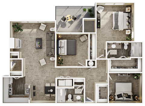 a floor plan of a house with bedrooms and a living room